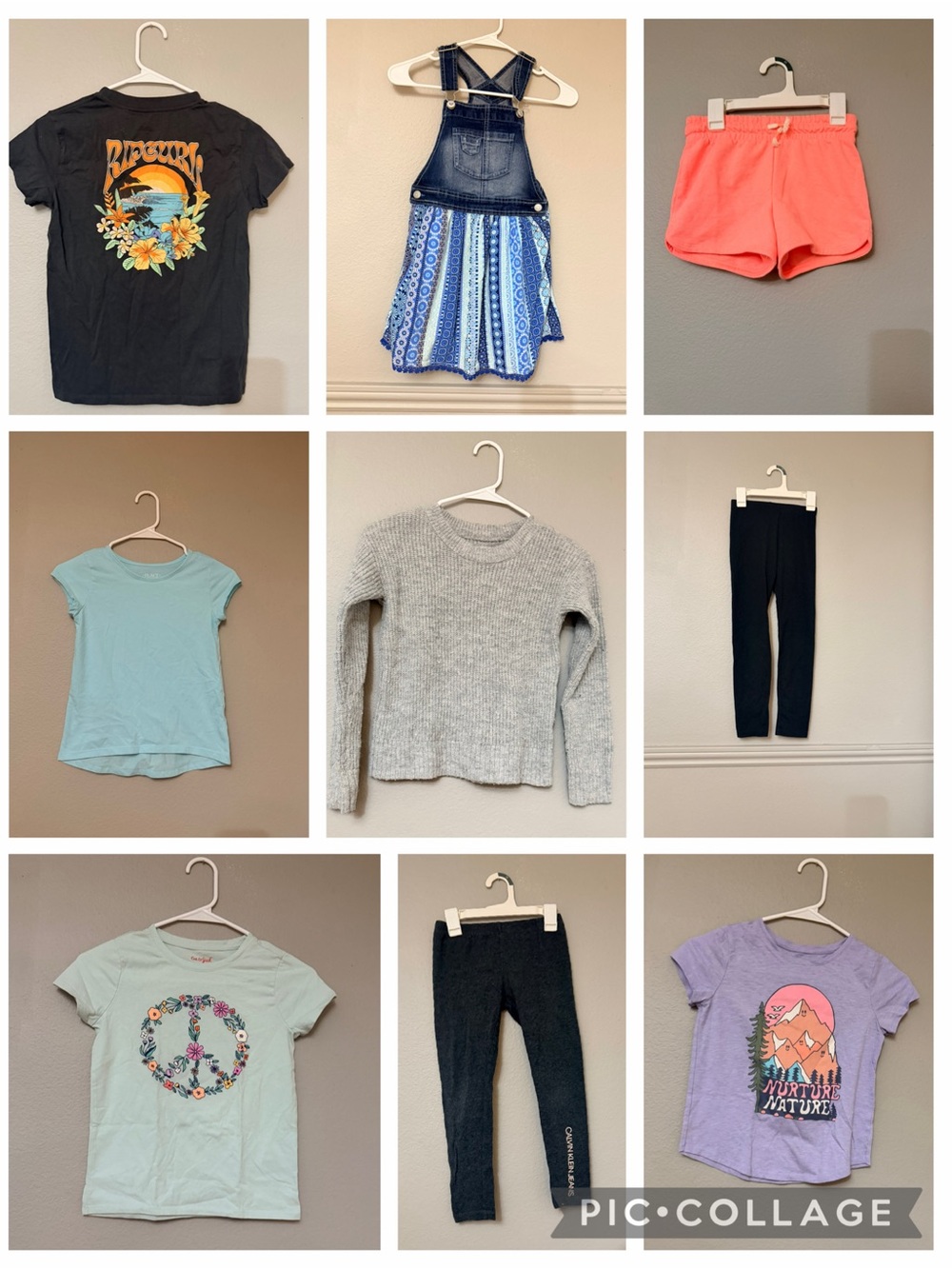 12 piece lot girls size 7/8 pants tees